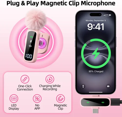 Vista 10 de Kit de vlogging rosa para iPhone/Android, trípode magnético de seguimiento facial automático de 71 pulgadas para iPhone, palo selfie 6 en 1