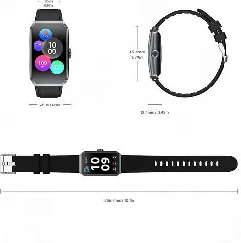 Vista 7 de Reloj de seguimiento de fitness para hombres y mujeres, color negro HD de 1.47 pulgadas, frecuencia cardíaca 24/7, oxígeno en sangre, monitor
