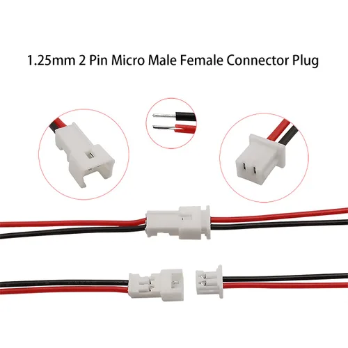 Vista 3 de 40pcs 0.049 in 2Pin macho hembra conectores cables 3.937 in 20 pairs red-black miniature connecting wires, reliable plug for small electronic