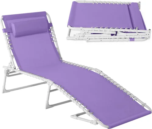 Vista 15 de Best Choice Products - Tumbona para patio reclinable, plegable, portátil para exteriores, con 8 posiciones, asas, capacidad de 300 libras