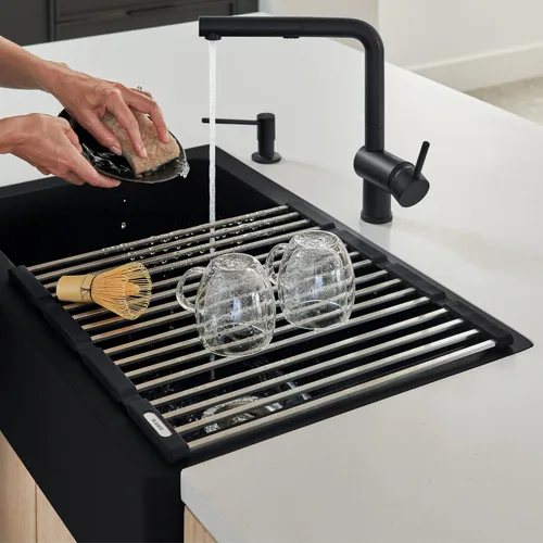 Vista 10 de Blanco, 238483, Precis 18-1/8" L x 17-5/16" W Bastidor para lavabo, acero inoxidable