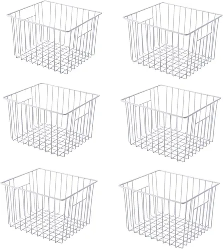Vista 9 de Slideep Organizador de alambre grande de granja, cesta de almacenamiento de alimentos para armarios de cocina, oficina, baño, despensa, organización