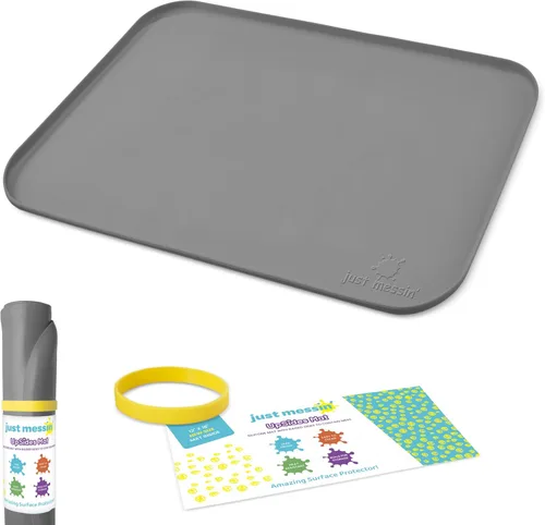Vista 13 de Just Messin' Tapete de silicona para arte y manualidades, Legos, slime, resina, pintura y fabricación de joyas, protección de mesa con lados
