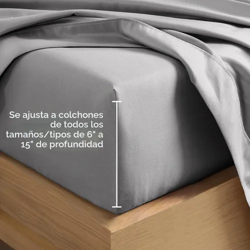 Vista 5 de Bare Home Juego de sábanas 1800 ultra suaves con 2 fundas de almohada (individual XL, gris claro)