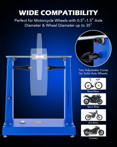 Vista 4 de Orion Motor Tech equilibrador de ruedas y soporte de alineación para motocicleta, soporte de balanceo de neumáticos para rueda de motocicleta