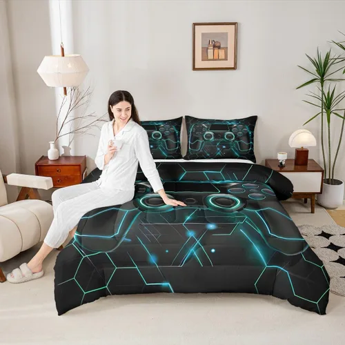 Vista 32 de Erosebridal Juego de edredón de hojas de cannabis, juego de ropa de cama de marihuana con estampado colorido de plantas, decoración bohemia de 2