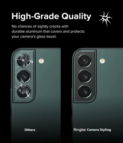 Vista 4 de Ringke Estilo de cámara compatible con Samsung Galaxy S22 / S22 Plus 5G, protector de lente de cámara con marco de aluminio, adhesivo protector