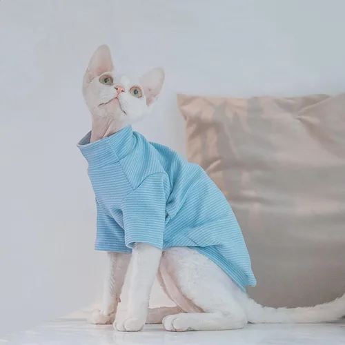 Vista 2 de Sphynx - Camisa de forro polar cálida para gatos, cuello alto, ropa térmica sin pelo para Sphynx, Devon, ropa de gato de Cornualles y gatitos