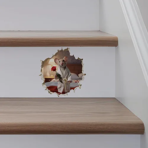 Vista 4 de Calcomanía de pared 3D con agujero de ratón para regalo del día de San Valentín