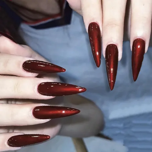 Vista 28 de BABALAL - Uñas postizas largas a presión, uñas postizas negras y rojas, uñas acrílicas de almendra con diseño gótico de vampiro, uñas adhesivas