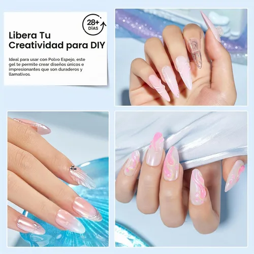 Vista 6 de Beetles - Esmalte de uñas en gel 3D, 3 en 1, esmalte de uñas transparente sin limpiar, pegamento para arte de uñas con diamantes de imitación