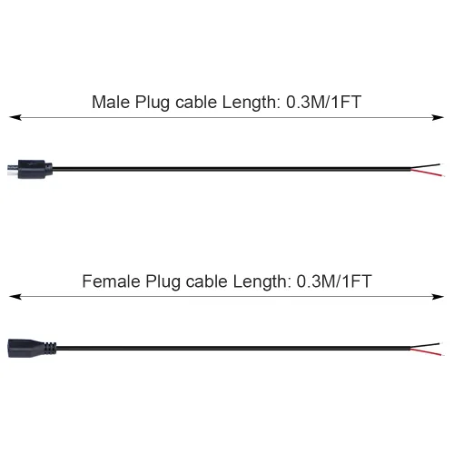 Vista 2 de 4 cables micro USB 2 negros de 1 pie, 2.1 A 5 V, 28 AWG, 2 núcleos, reparación de coletas de alimentación, 2 enchufes macho y 2 hembra incluidos