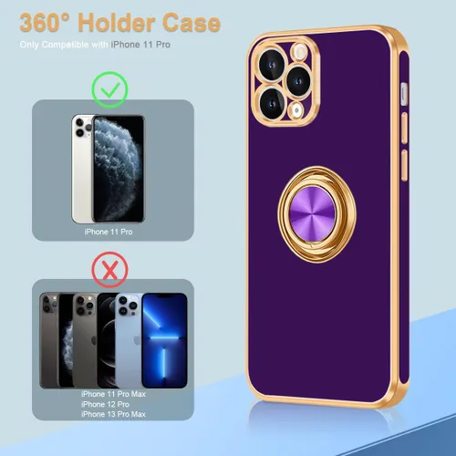 Vista 7 de Fingic Funda para iPhone 11 Pro [con soporte de anillo de 360°] [Soporte magnético para automóvil] Funda de teléfono con soporte magnético