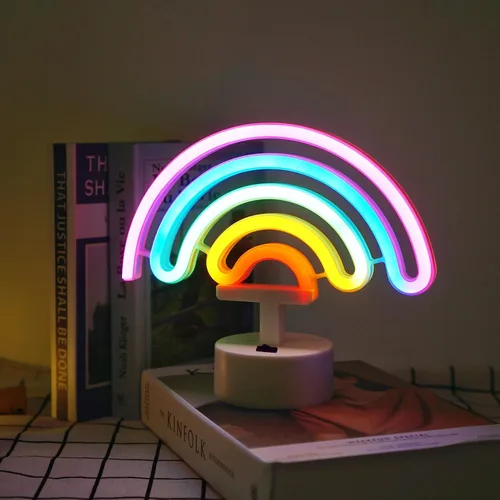 Vista 7 de Luz de noche de neón para interiores, funciona con pilas, letrero decorativo de neón brillante para decoración de habitación, fiesta, festival