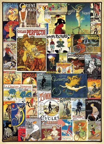 Vista 2 de EuroGraphics Rompecabezas de anuncios vintage de bicicletas (1000 piezas), modelo: 6000-0756, rojo