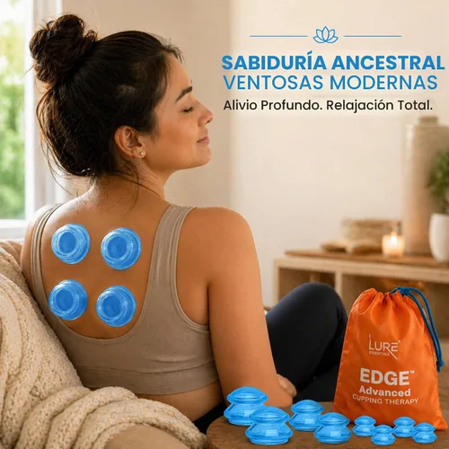 Vista 7 de Juego de ventosas de silicona Lure Essentials Edge, kit de ventosas para terapia de masaje, ventosas duraderas para uso profesional y doméstico Azul