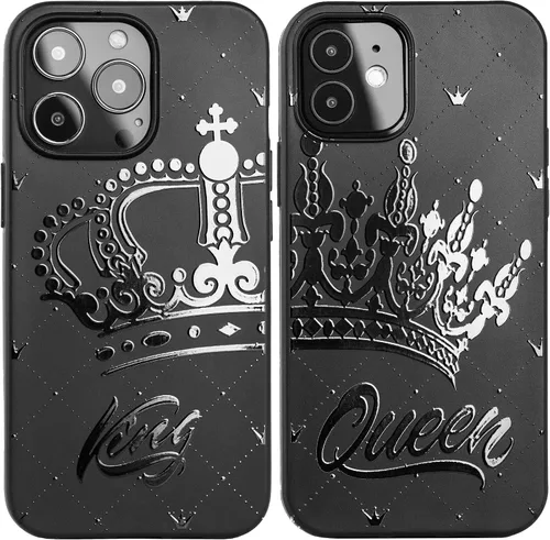 Vista 7 de Funda negra a juego compatible con iPhone SE 2022 2020 3ª 2ª generación - iPhone 7 - iPhone 8 para parejas, juego de funda de TPU para parejas