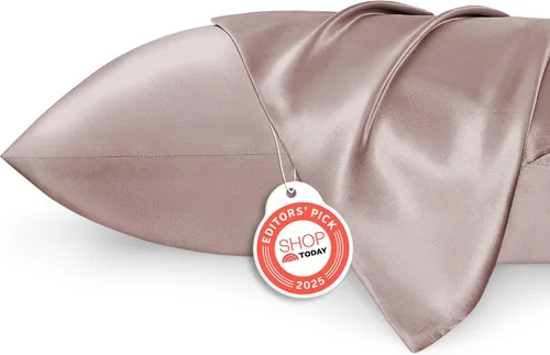 Vista 40 de Bedsure Paquete de 2 fundas de almohada de satén similares a las fundas de almohada de seda tamaño estándar, funda de almohada para mujeres que