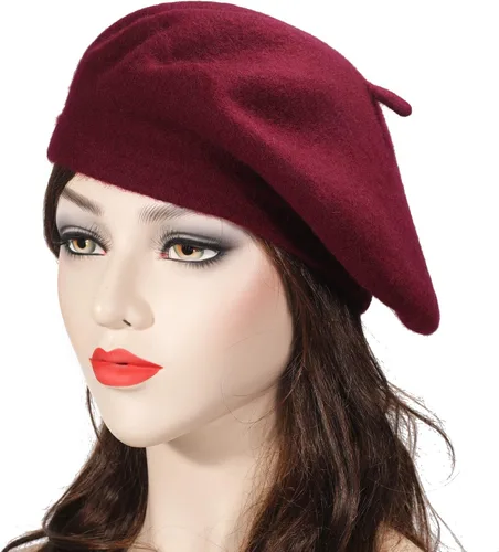 Vista 188 de ZLYC - Boina francesa de lana unicolor para mujeres y niñas