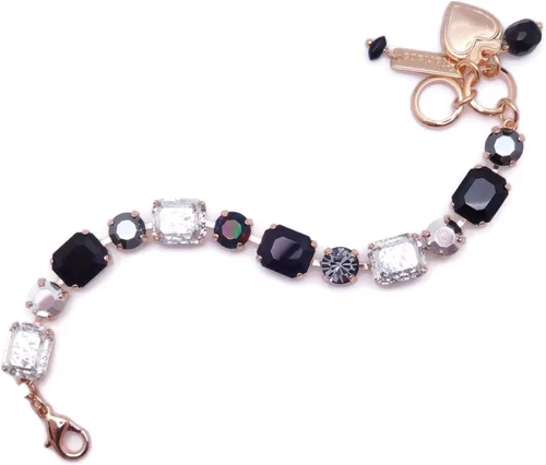 Vista 2 de Mariana Rocky Road 1149 - Pulsera de color dorado y negro con estampado de leopardo y nieve cristal