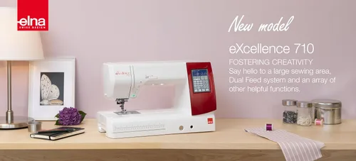 Vista 8 de Elna eXcellence 710 Máquina de coser y acolchar computarizada, cama de costura de 11 pulgadas, incluye sistema avanzado de alimentación doble, 15