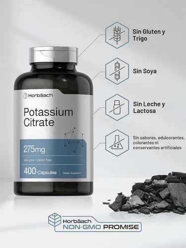 Vista 4 de Horbäach Suplemento de citrato de potasio 275 mg 400 Cápsulas