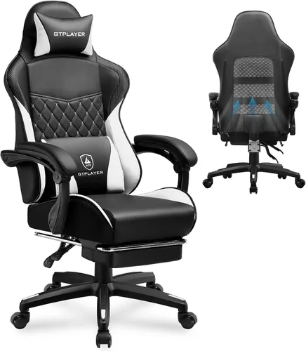 Vista 13 de GTPLAYER Gaming Chair, High Back Leather Computer Gaming Chair with Footrest, Ergonomic Height Adjustable Office Chair with Removable Cover and