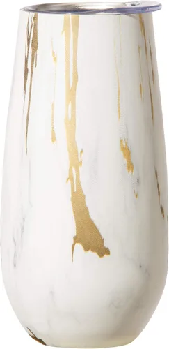 Vista 19 de OGGI Thermo Flute 'Celebrate Collection' - Vaso de copa de champán con aislamiento de acero inoxidable, grano de madera, 6 onzas, con tapa