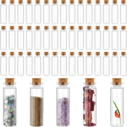 Vista 8 de Patelai 100 tarros pequeños de vidrio con tapas de corcho, mini botellas de poción a granel, pequeños frascos de hechizos para manualidades