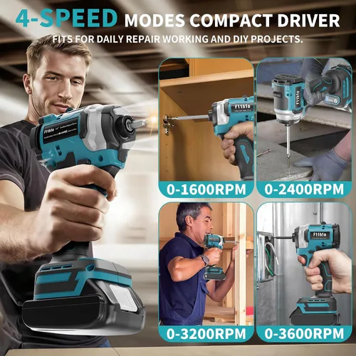 Vista 5 de Destornillador de impacto inalámbrico compatible con batería Makita de 18V, destornillador de impacto de potencia con mandril hexagonal de 1/4" 2500