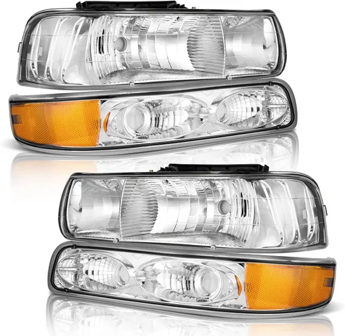 Vista 11 de WEELMOTO Juego de faros delanteros para 99-02 Chevy Silverado 1500 2500; para 01-02 Silverado 1500HD 2500HD 3500HD; para 00-06 Tahoe Suburban 1500