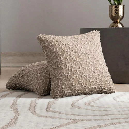 Vista 2 de PAULATO BY GA.I.CO. Juego de 2 fundas de almohada de 18 x 18 pulgadas, fundas de algodón elásticas, duraderas y fáciles de limpiar, colección 3D