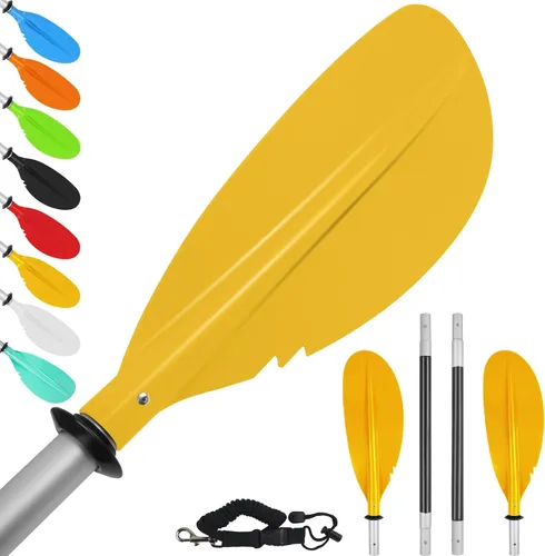 Vista 9 de Remo de kayak, 88 pulgadas, 4 piezas de remos para kayak, flotador de eje de aleación de aluminio resistente, ligero, desmontable, ajustable