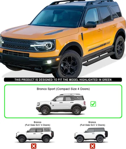Vista 2 de APS Estribos negros prémium de 5 pulgadas compatibles con Ford Bronco Sport SUV de 4 puertas 21-25