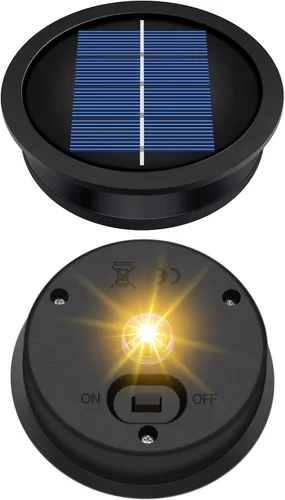 Vista 8 de Paquete de 4 piezas de repuesto de luz solar, parte superior de repuesto de luz solar impermeable con bombillas LED para linternas solares
