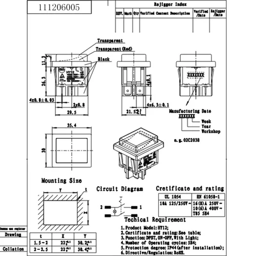 Vista 8 de 1 pieza KEDU HY12 Interruptor basculante ON Off Interruptores de botón pulsador con luz AC125V/250V/400V