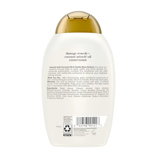 Vista 9 de OGX Remedio para los daños extra fuerte + Acondicionador de aceite milagroso de coco, 13 onzas