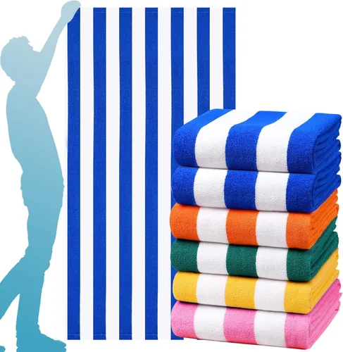 Vista 23 de Paquete de 4 toallas de baño extra grandes a rayas, juego de toallas de baño a granel, tamaño XL, grandes, esponjosas, absorbentes, de microfibra