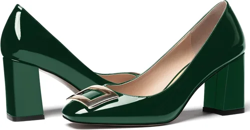 Vista 6 de WAYDERNS Zapatos de tacón alto con puntera cuadrada para mujer, de 3 pulgadas