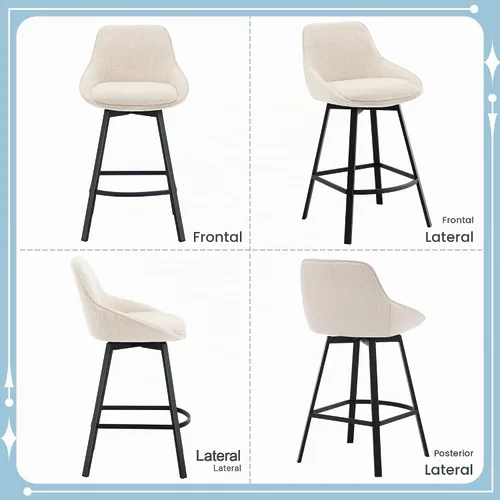 Vista 9 de Flouki - Juego de 2 taburetes giratorios para encimera, taburetes de bar Beige