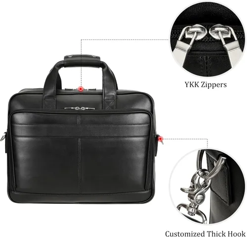 Vista 3 de Polare Full Grain Leather 16.5'' Laptop Bag Briefcase for Men Business Messenger Work Bag Fits 15.6'' Laptop