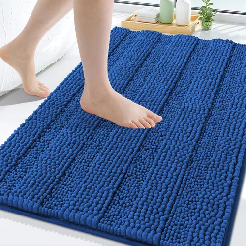 Vista 257 de Grandaily Alfombras de baño de felpilla a rayas de 24 x 16 pulgadas, extra gruesas y suaves, absorbentes, parte trasera de goma, alfombra de ducha