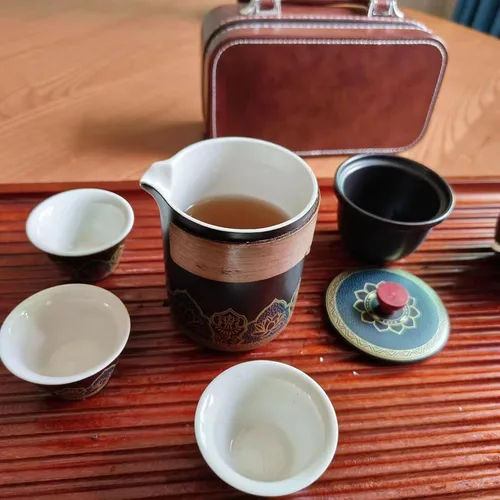 Vista 9 de Juego de té de viaje portátil de cerámica, el mejor regalo para la temporada de graduación, día de la madre, día del padre, Navidad, Halloween
