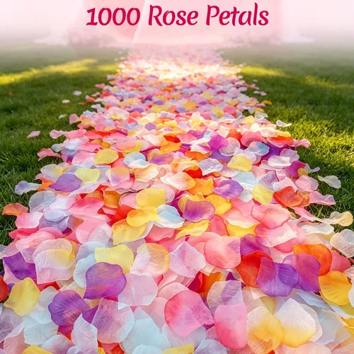 Vista 5 de Pétalos artificiales, 1000 pétalos de rosa de seda para decoración de bodas, fiestas, decoración del hogar