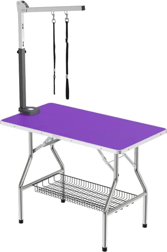 Vista 9 de Flying Pig - Mesa plegable de 32 pulgadas con marco de acero inoxidable resistente para perros y mascotas (32 x 21 pulgadas, azul)
