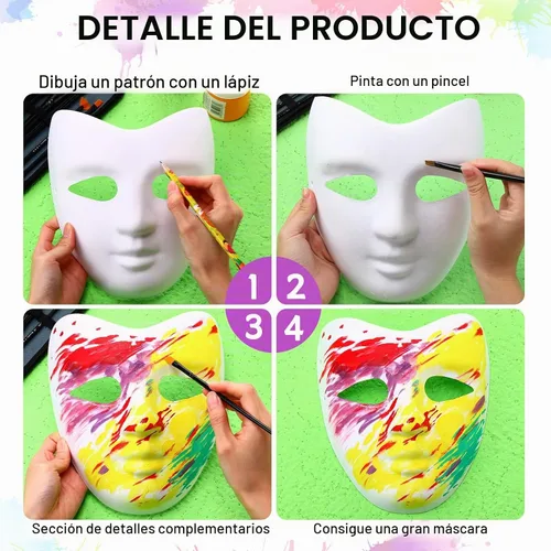 Vista 4 de Sumind 50 máscaras de papel maché de Halloween blancas en blanco