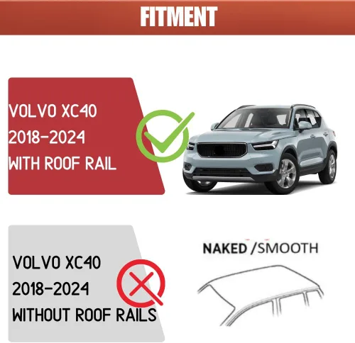 Vista 2 de Barras transversales para portaequipajes para Volvo XC40, XC40 Recharge, 2018-2024 2025 (con riel lateral de fábrica) Accesorios