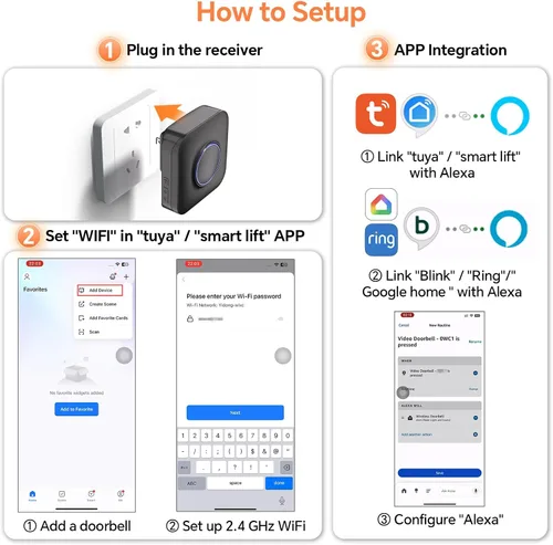 Vista 9 de Timbre inalámbrico WiFi para Google Nest, Ring, Blink - Paquete de 2