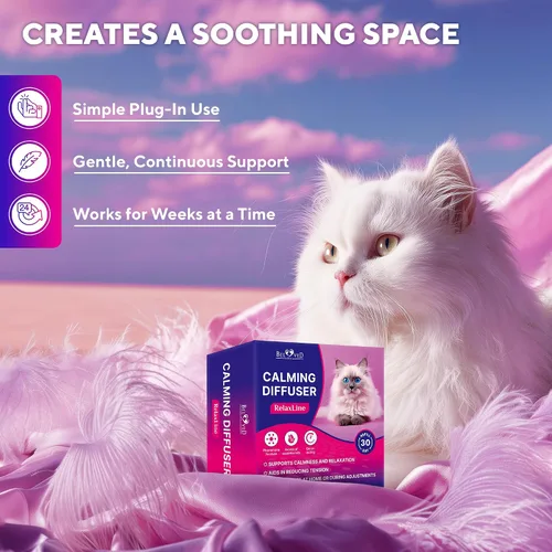 Vista 4 de Beloved Pets - Difusor calmante para gatos y productos antiansiedad para mascotas, feromonas calmadas felinas para enchufar y aliviar el estrés