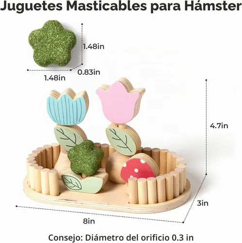 Vista 2 de mini&moe Juguetes masticables de hámster para dientes, juguetes de enriquecimiento masticables de conejillo de indias, juguetes naturales